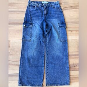 Indigo Rein Women's Relaxed Denim Cargo Jeans